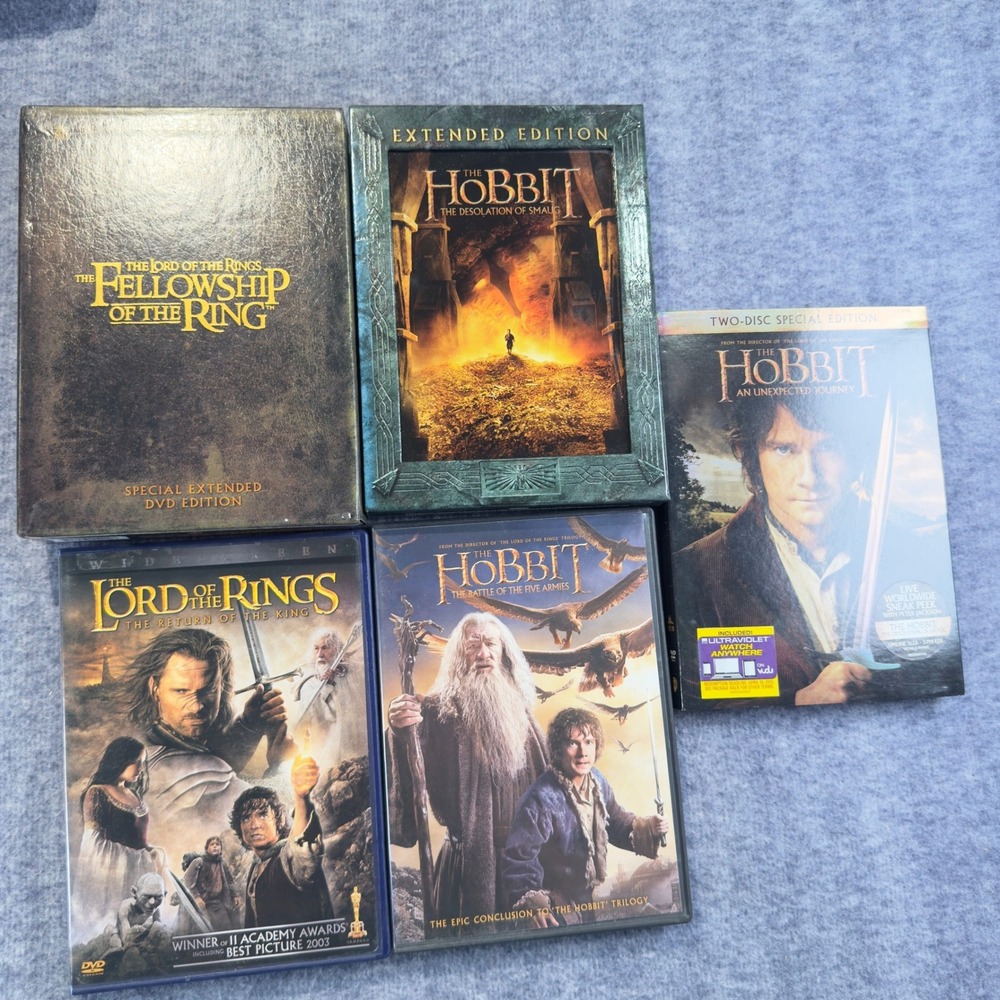 Lord of the Rings & Hobbit DVD Lot Extended Editions Appendices 14 Disc Set